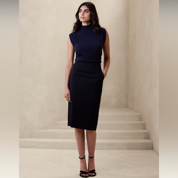 NWT! Banana Republic Black Siena Wool Pencil Skirt - Multiple Sizes 🦩 - Picture 4 of 12